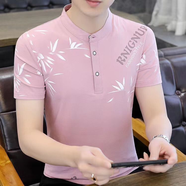 新款夏季純棉男士短袖T恤polo衫立領半袖帥氣打底衫潮流男裝韓係穿搭 韓版衣服 大尺碼