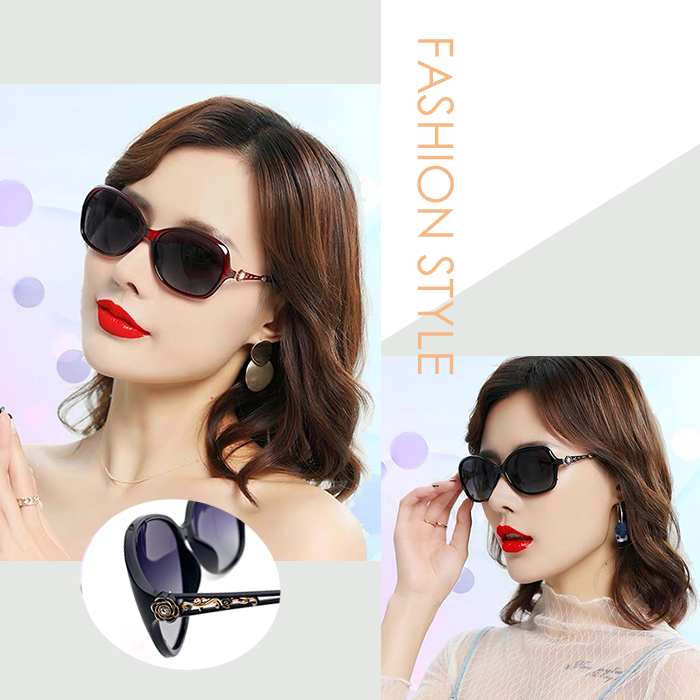 【新品】淑女精品偏光墨鏡 Polarized偏光鏡片太陽眼鏡 時尚雕花簍空鑲鑽大框顯小臉 抗UV400 檢驗合格