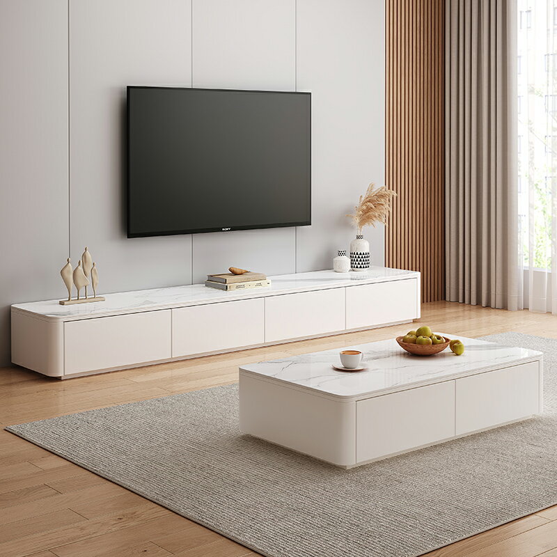 實木電視柜茶幾組合簡約現代客廳家用輕奢小戶型新款落地電視機柜