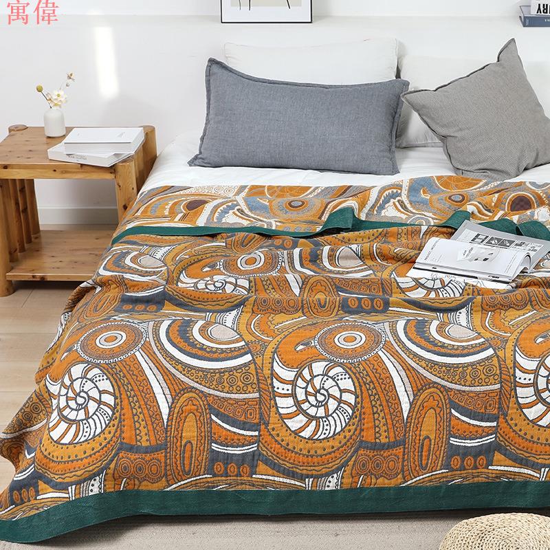 民族風毛巾被色織純棉紗布全棉毛巾毯單人雙人沙蓋毯午睡夏季高級提花毯子 1