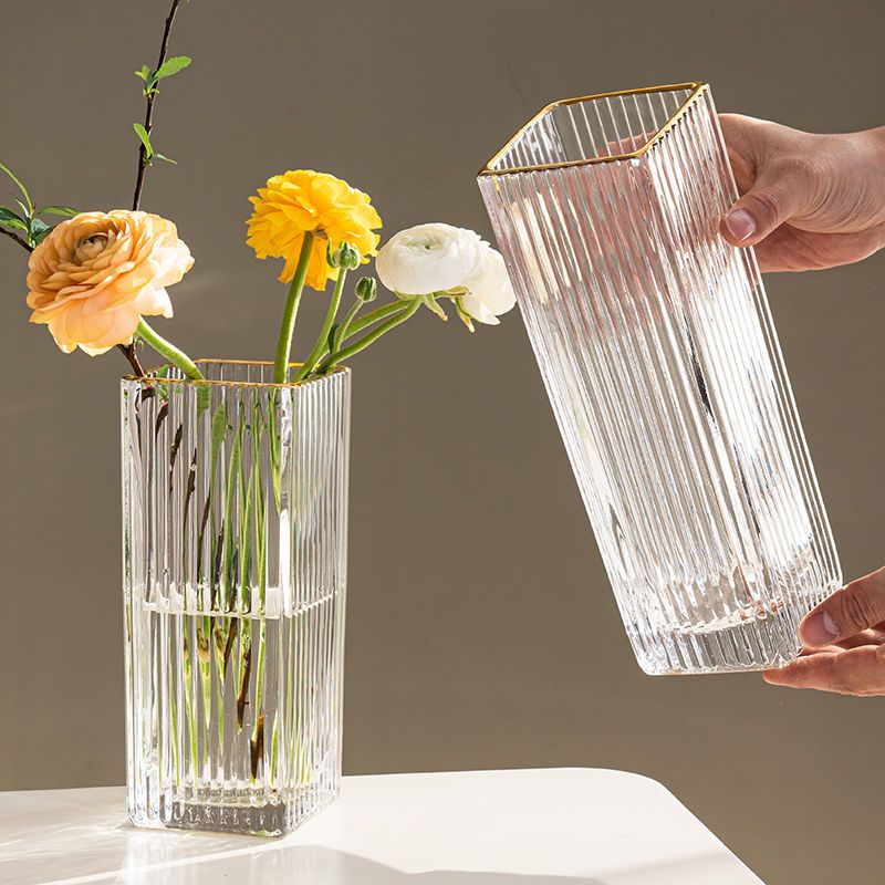 花瓶 網紅花瓶擺件客廳插花玻璃透明ins輕奢鮮花銀柳歐式北歐創意簡約