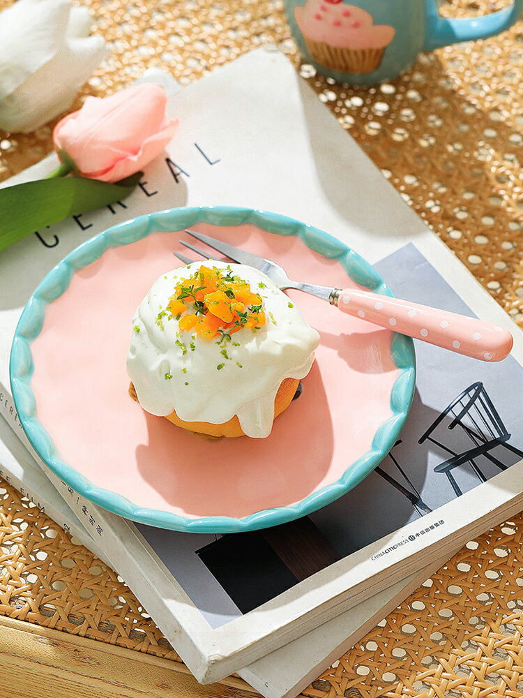 家用碗碟兒童陶瓷可愛馬卡龍蛋糕點心碗沙拉碗吃飯碗單個碗盤餐具