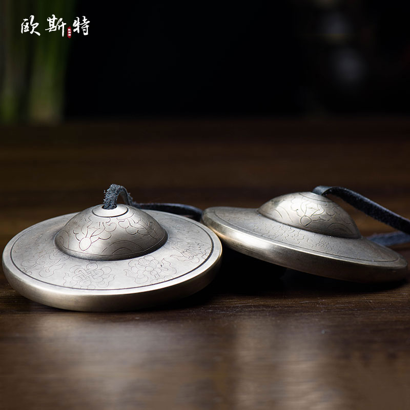 碰鈴藏傳佛教密宗供具尼泊爾銅手工雕花法會儀軌打擊樂器鈴鈸碰鐘