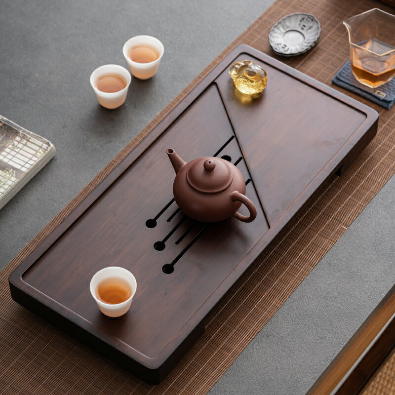 茶盤家用輕奢現代小型竹制茶臺茶海排水功茶具簡約儲水瀝水干泡盤