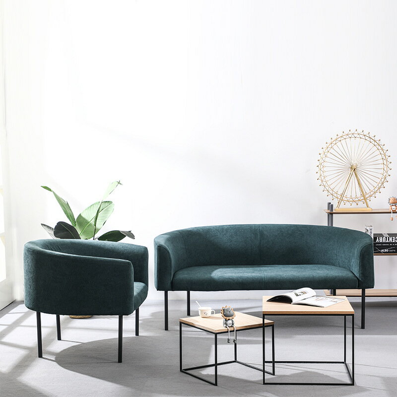 北歐絨布藝家用雙人沙發小戶型客廳整裝網紅鐵藝現代簡約組合家具