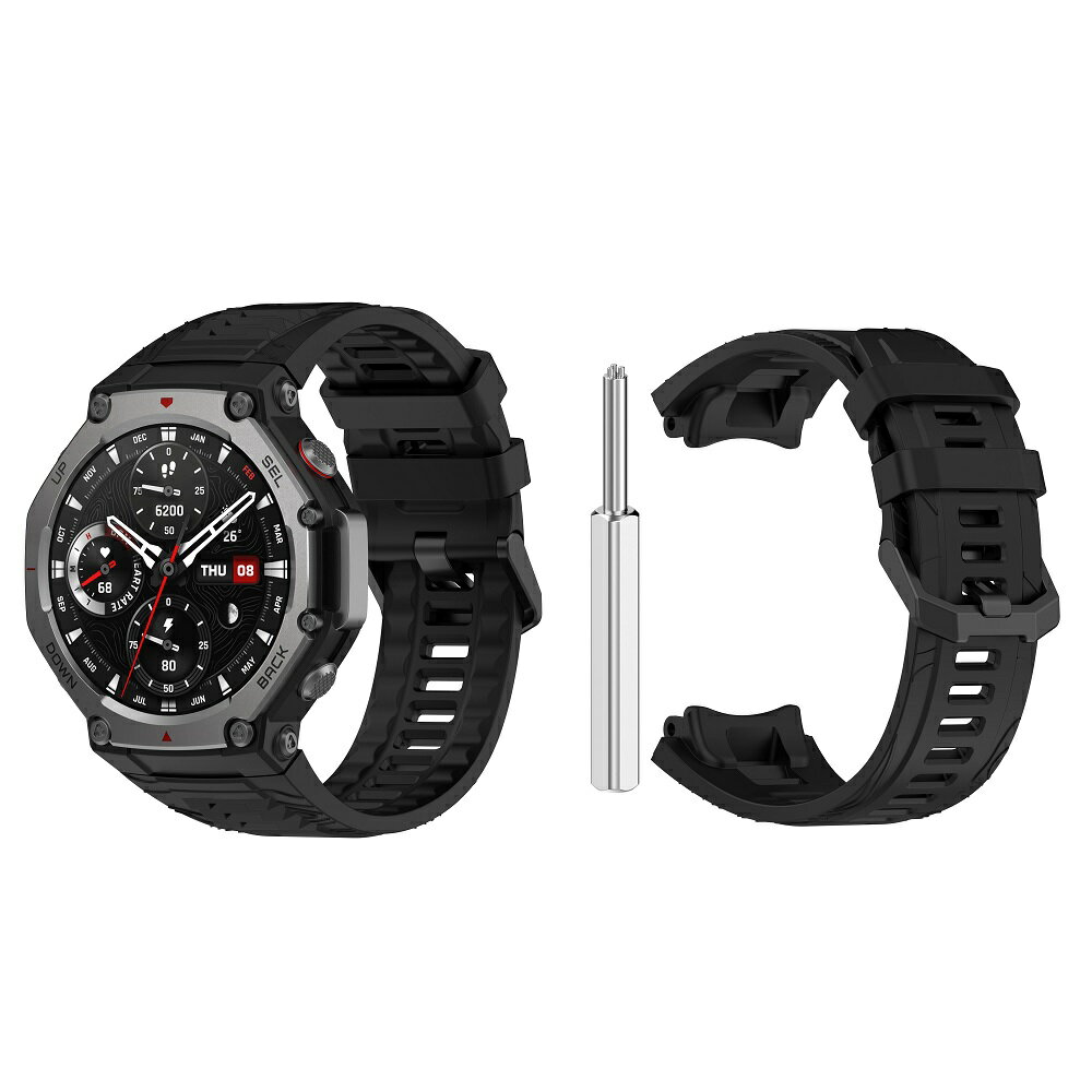 【矽膠錶帶】適用 華米 Amazfit T-Rex 3 專用 手錶 替換 純色 運動 透氣 腕帶