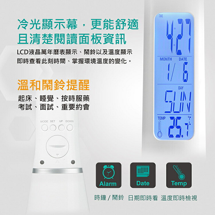 iSee 萬年曆摺疊觸控LED護眼檯燈 二鍵觸控式開關 檯燈+夜燈2合一 USB充電 戶外3~6小時續航 戶外停電必備【領券滿額再折千12/31止】 5