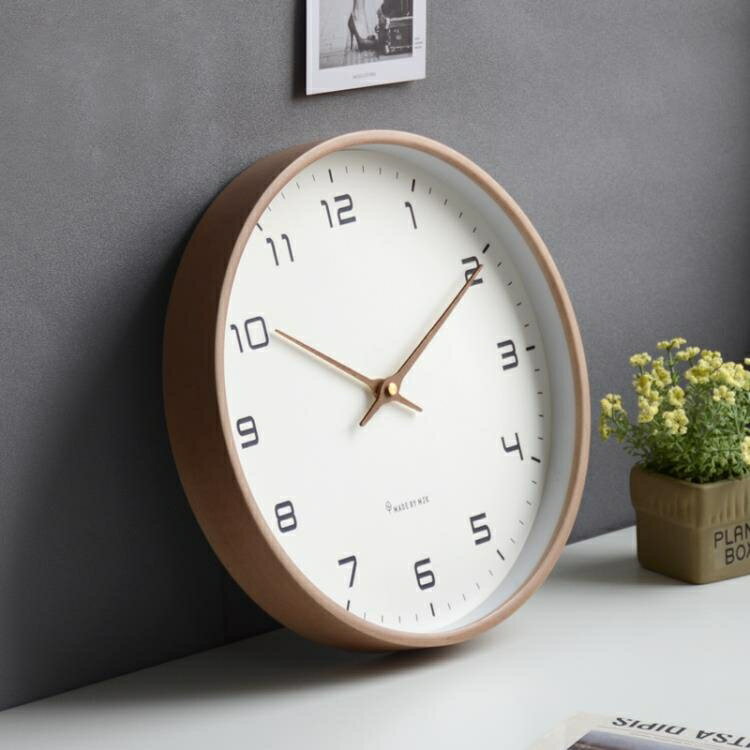 掛鐘 北歐鐘錶實木掛鐘客廳靜音簡約時鐘輕奢鐘飾現代時尚創意個性