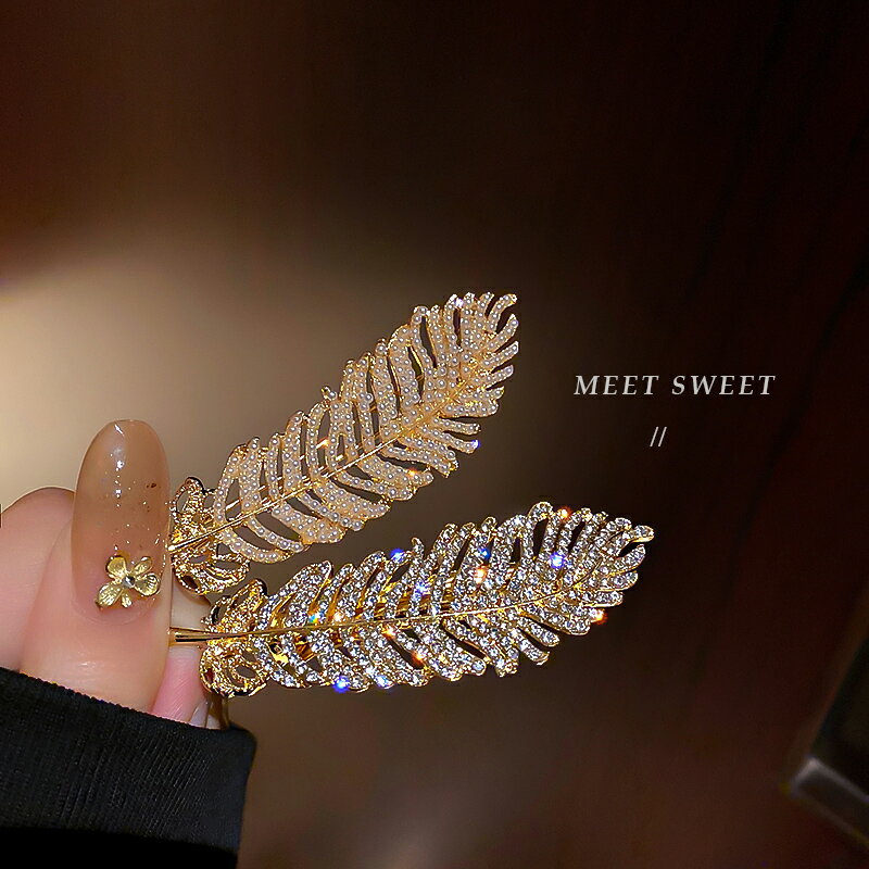 羽毛發夾日韓ins網紅超仙氣質百搭外出卡子仙女頭飾碎發劉海邊夾