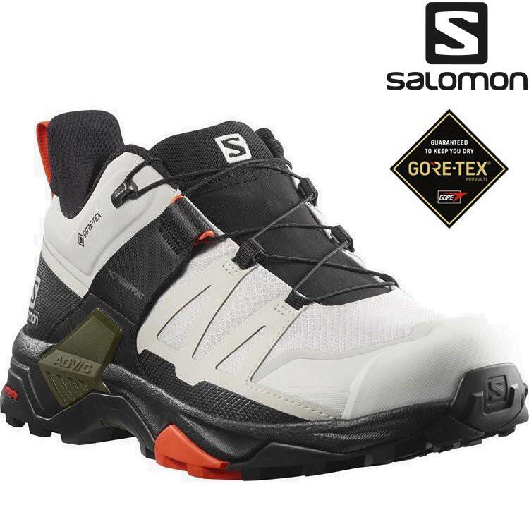 Salomon X Ultra 4 男款低筒Gore-tex防水登山鞋 L41385400 月球岩灰/黑/櫻茄紅