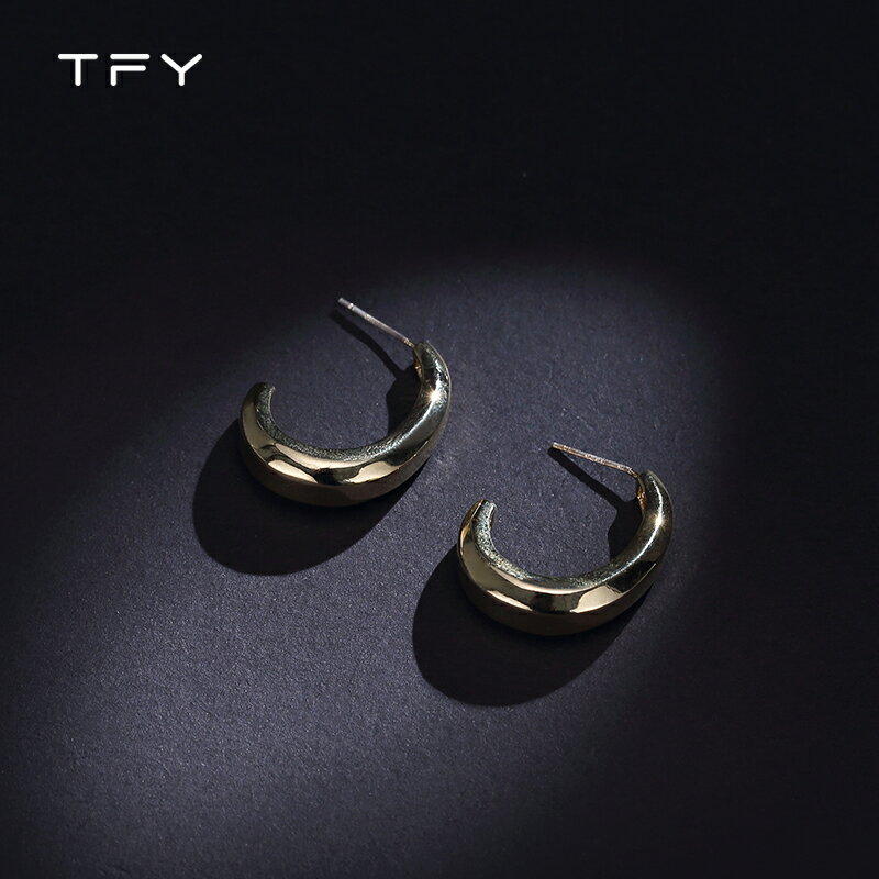 TFY港風金屬質感復古耳環ins個性簡約歐美時尚氣質圓形耳圈耳釘女