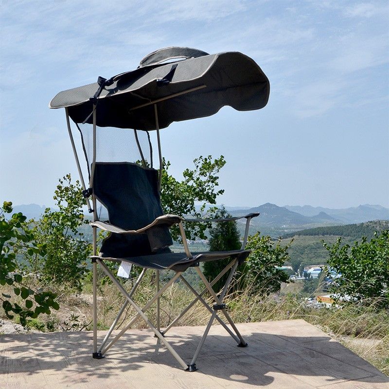 折疊椅戶外沙灘椅子扶手椅釣魚防曬椅子休閑椅便攜遮陽夏季導演