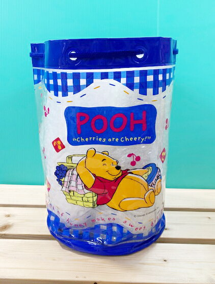 【震撼精品百貨】Winnie the Pooh 小熊維尼 迪士尼防水縮口收納袋/手提袋-維尼藍#16760 震撼日式精品百貨