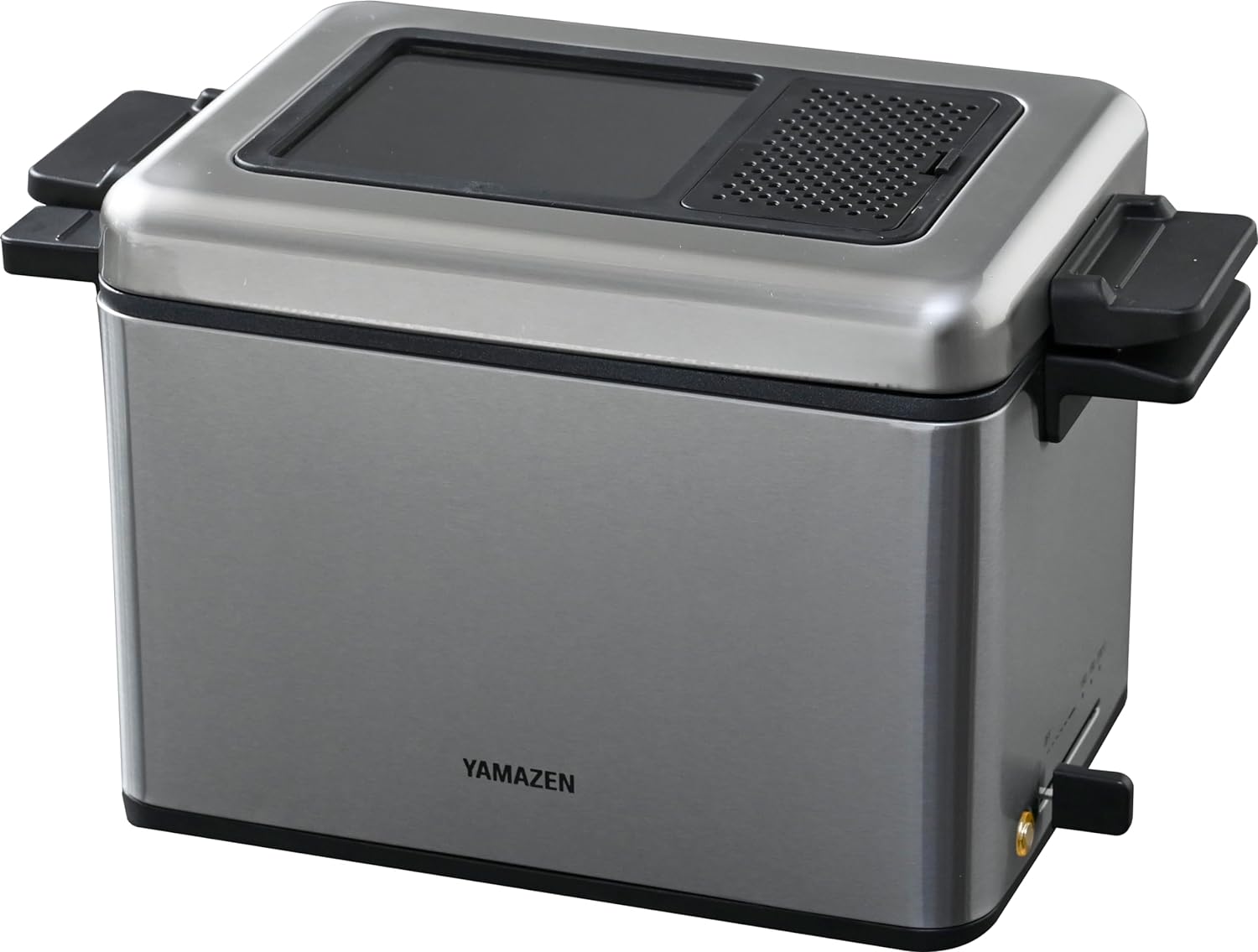 山善 油炸鍋 家庭用  用少量油油炸 溫度調節功能 1000W 低油炸 帶控油網 銀色 YAG-L100 日本代購