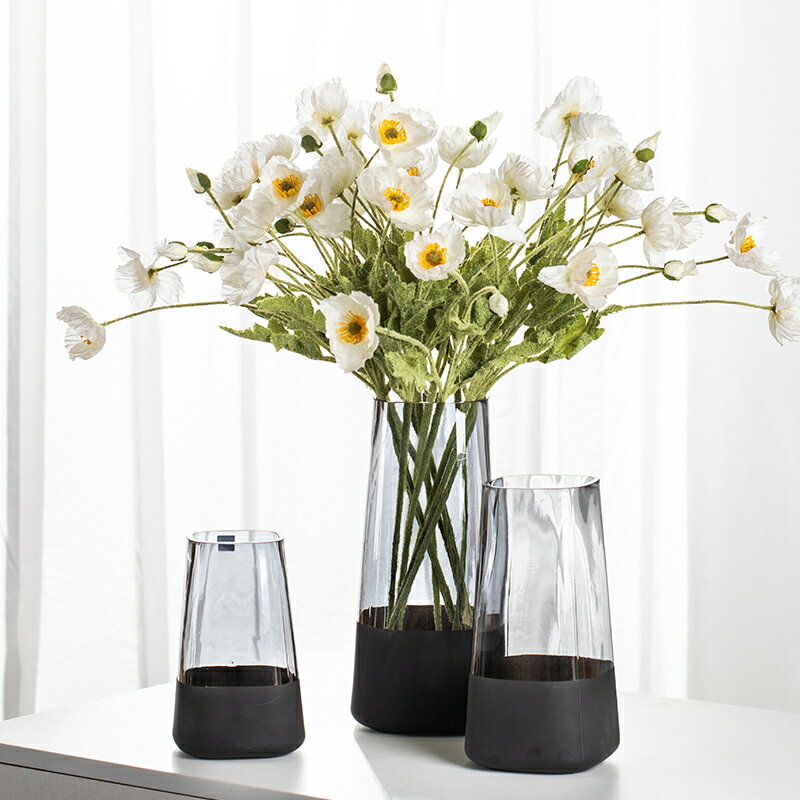 花瓶玻璃透明鮮花干花插花花器美式水培富貴竹銀柳瓶插客廳小擺件