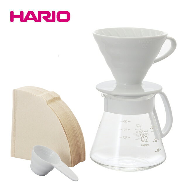 《HARIO》V60白色濾杯咖啡壺組 2～5杯 XVDD-3012W