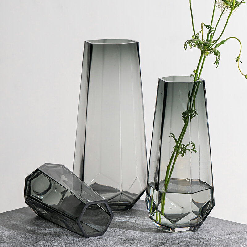 花瓶擺件客廳插花北歐創意簡約玻璃透明原色輕奢網紅鮮花百合水養