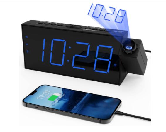[3美國直購] OnLyee LED 投影鬧鐘 Projection Alarm Clock 可調節音量 3米投影距離 雙鬧鐘設定 含USB