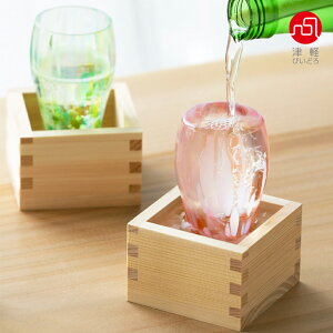 日本津輕琉璃 風之香系列 玻璃檜木枡酒杯 日式燒酒杯 櫻花 日本製 手工製(三款)
