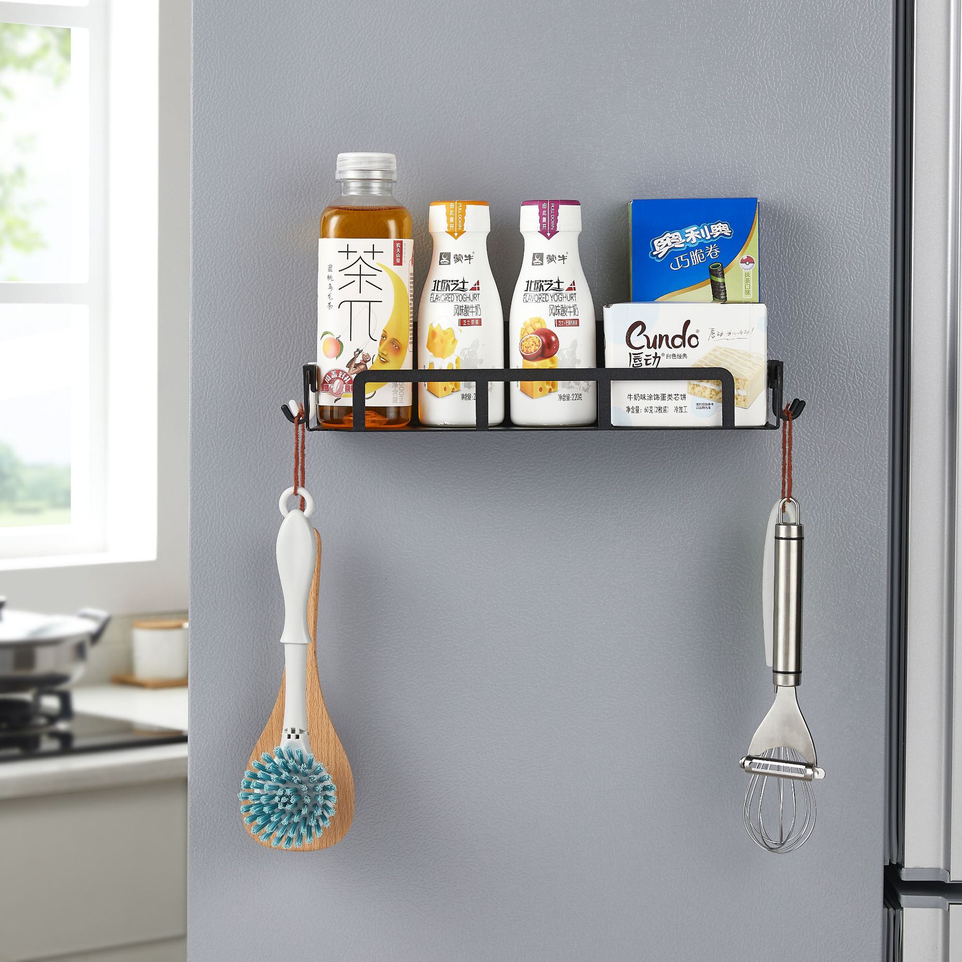 磁吸壁掛式置物架多功能家用廚房用品置物架一體成型冰箱架側掛架