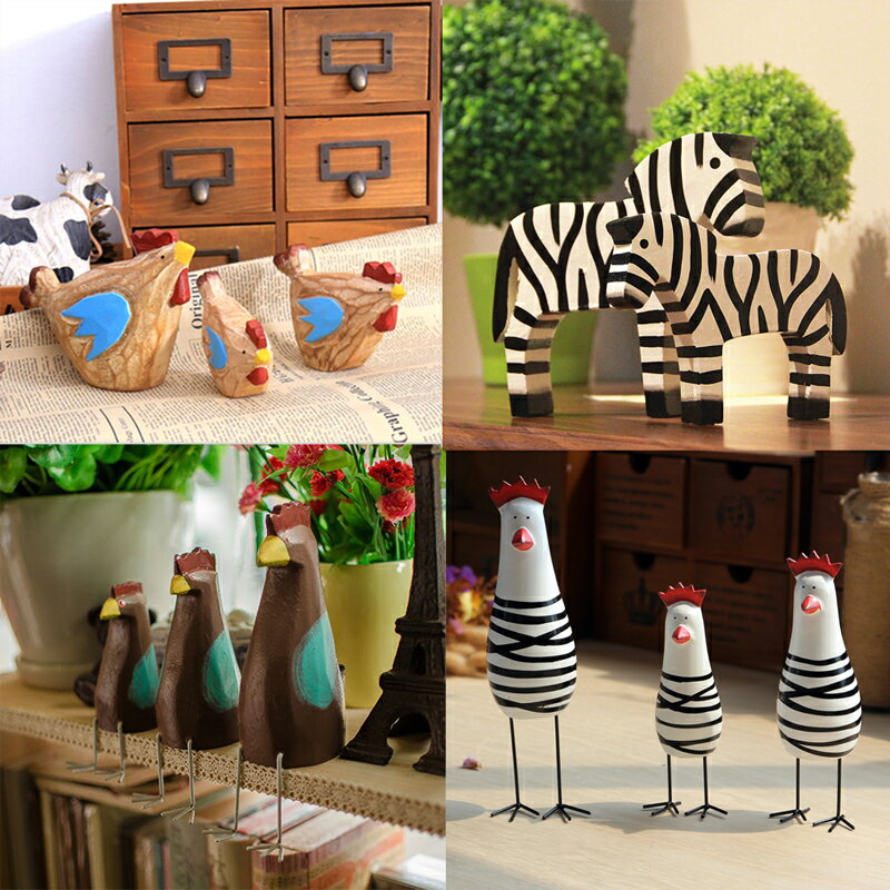zakka創意雜日式木質小雞酒柜裝飾品擺件客廳櫥柜手工彩繪木雕工
