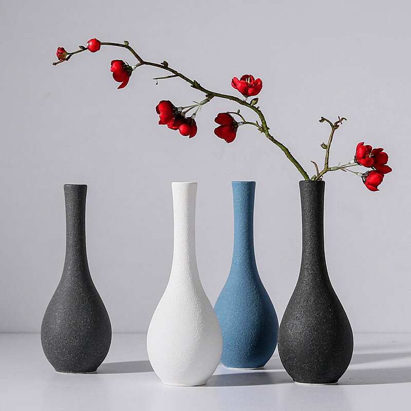 歐式磨砂陶瓷花瓶擺件小清新家居飾品餐桌客廳插花裝飾假花花器