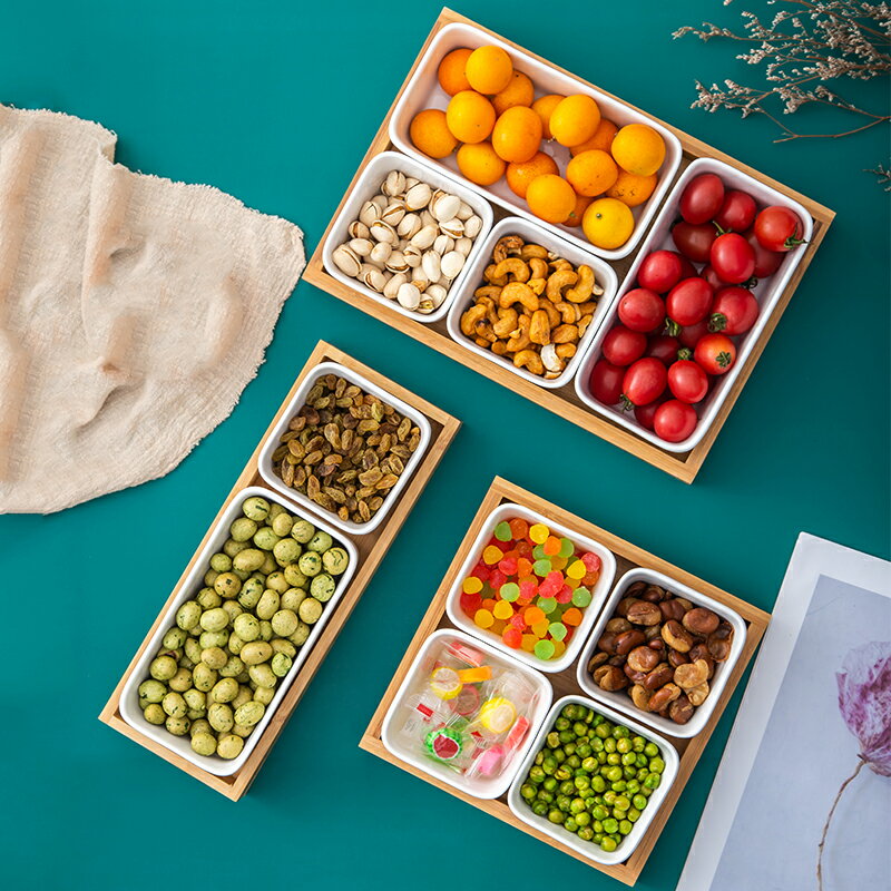 日式陶瓷乾果盒客廳2021新款水果盤小吃碟子創意分格點心盤零食盤 居家擺件居家小物