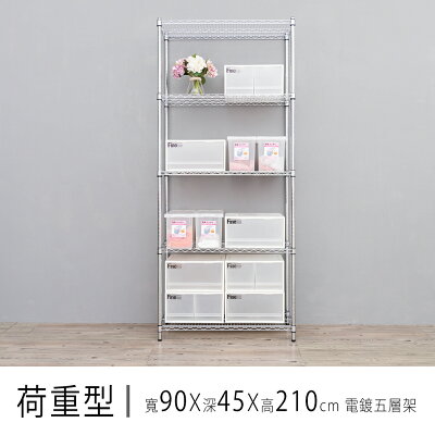 倉庫架/置物架 荷重型 90x45x210公分五層電鍍(鎖管)波浪收納架 超強耐重 dayneeds