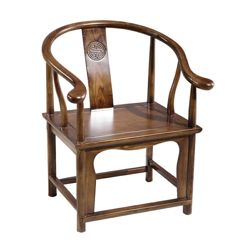 太師椅 實木中式圈椅圍椅三件套茶桌椅皇宮椅榆木官帽椅太師椅仿古主人椅『XY34786』