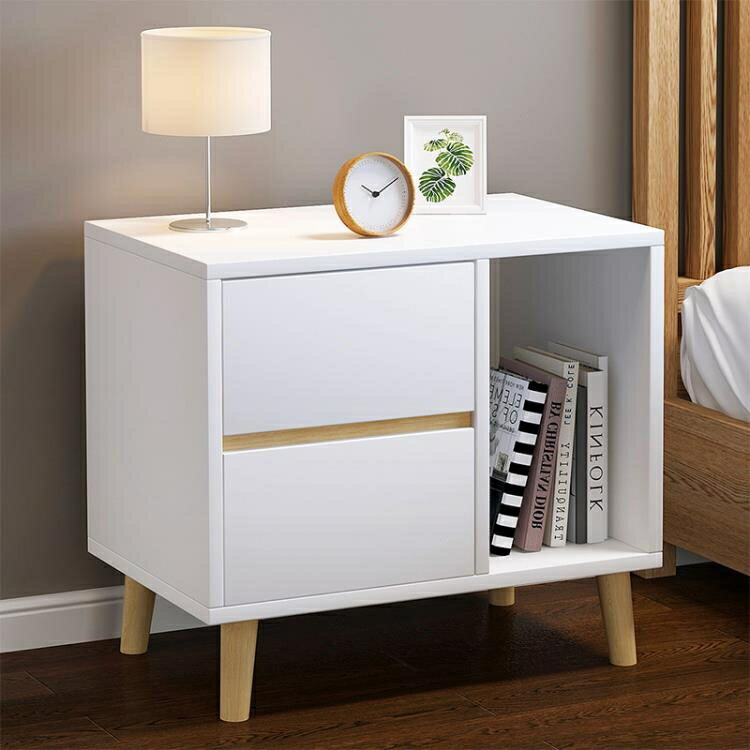 床頭櫃 簡約現代迷你小型置物架簡易臥室收納儲物櫃實木腿小櫃子