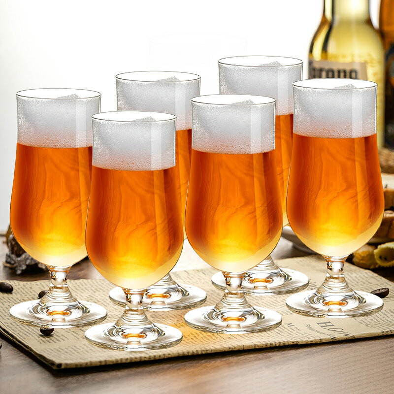 水晶玻璃啤酒杯套裝家用高檔精釀小麥啤酒高腳杯網紅創意特色小號