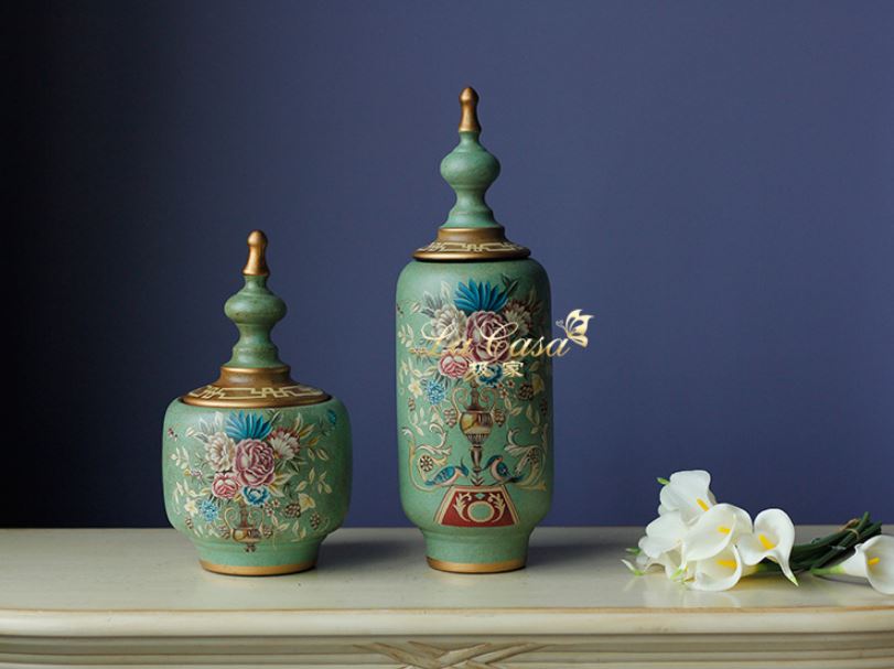 美琪 (復古裝飾)居家복고풍復古時尚패션擺飾陶瓷儲物罐유럽의歐式裝飾工藝品大號