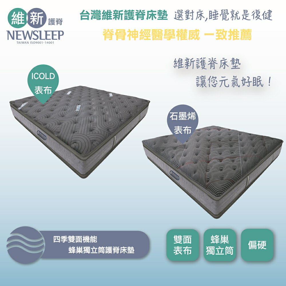 【直人木業】NEWSLEEP四季雙面機能蜂巢式獨立筒護脊床墊-特大6X7尺