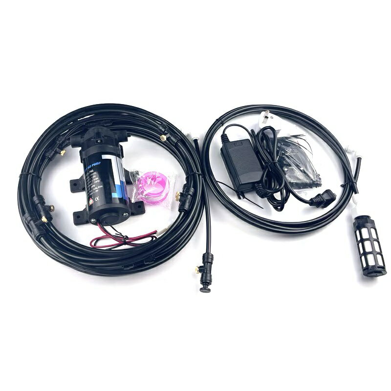 靜音泵低壓花員噴霧套裝 24v低噪音水泵黃銅噴頭快插噴嘴降溫加濕 造霧機