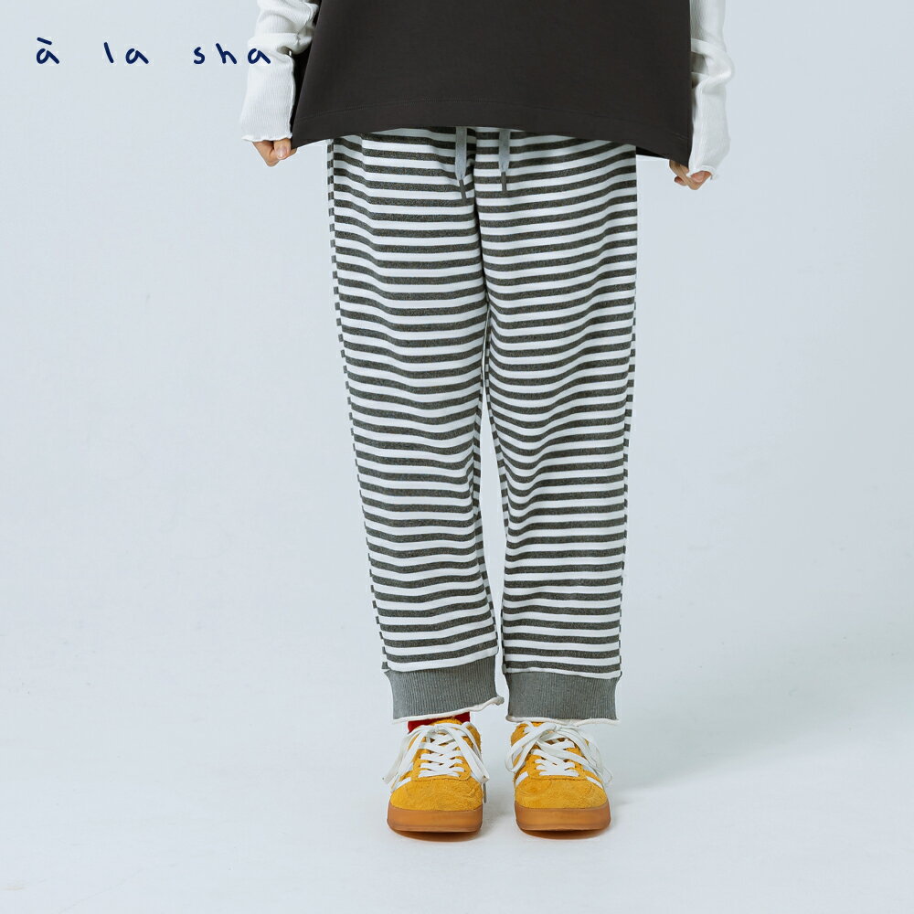 a la sha 寬鬆條紋長褲