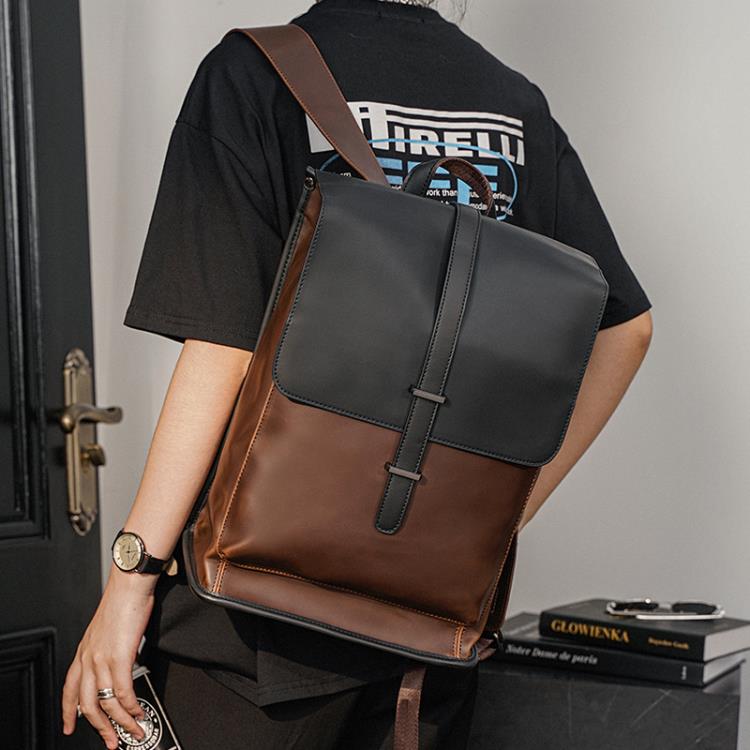 新款復古大容量後背包韓版男包男士旅行背包時尚書包潮流電腦包 全館免運