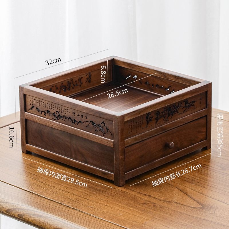 臺灣公司貨 免運 茶具收納架北美胡桃木雙層博古架中式實木茶壺紫砂茶杯瀝水置物架 快速發貨