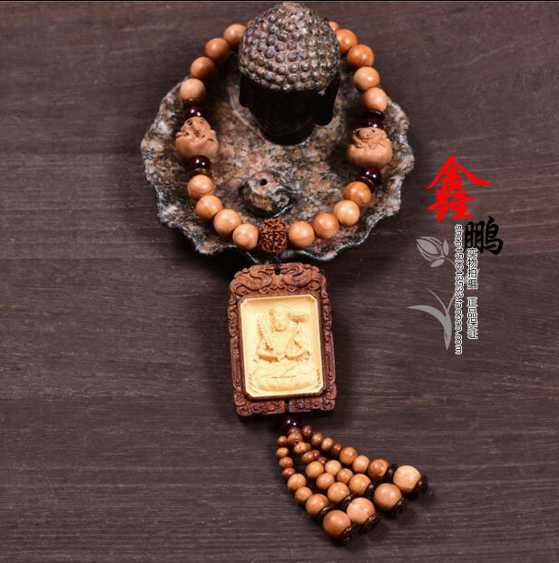 桃木汽車掛件保平安符生肖屬牛虎者本命佛虛空藏菩薩汽車掛飾 3