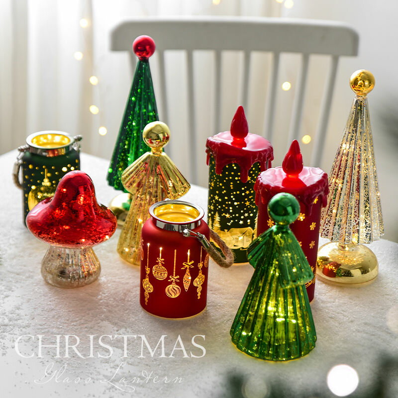 臺灣公司貨 免運 可開票 Christmas迷你聖誕樹蠟燭臺風燈燭杯擺件聖誕禮物網紅INS