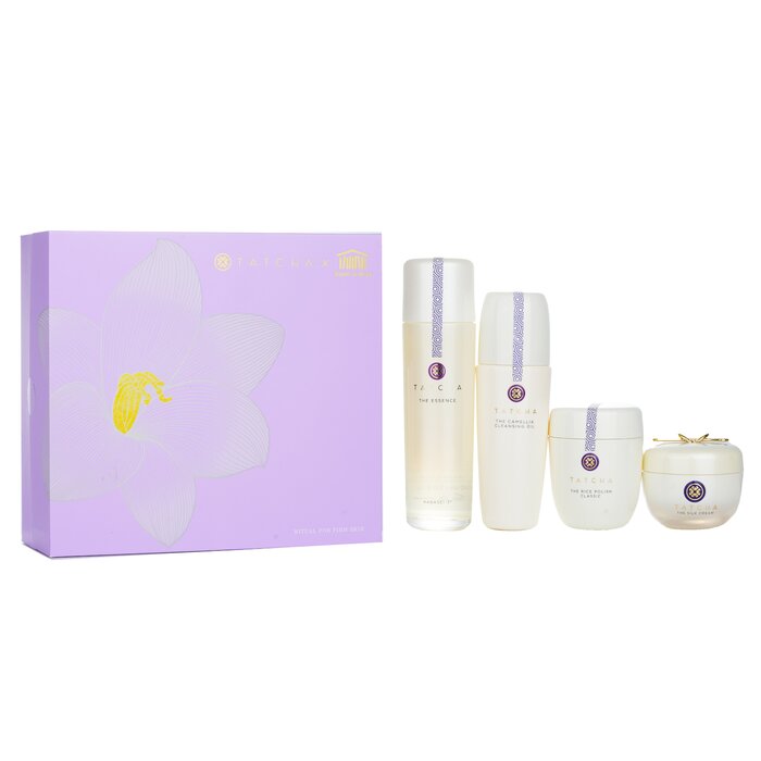 Tatcha - 緊緻美肌儀式節日限定禮盒：純淨山茶花卸妝油 150ml + 昇肌水 150ml + 煥采絲滑緊緻保濕面霜 50ml + 柔亮 ...
