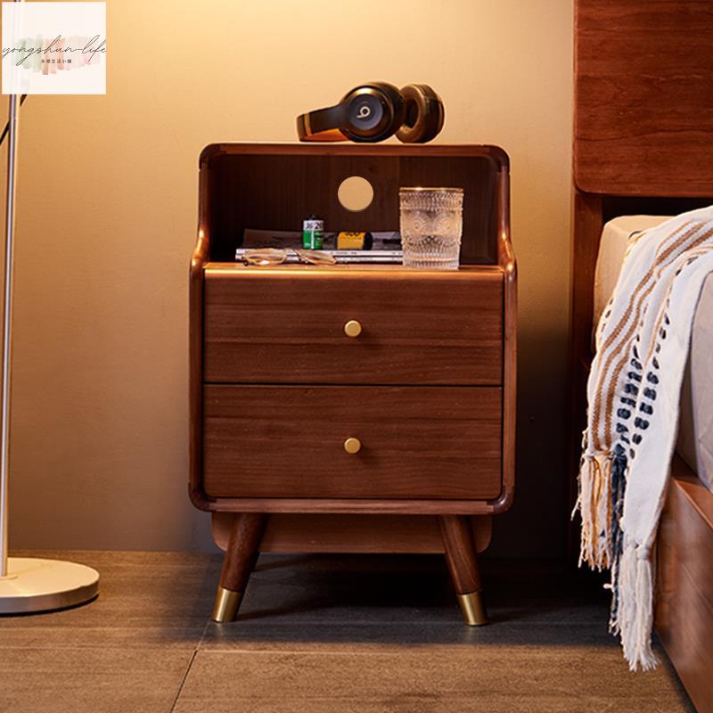 熱賣全實木床頭櫃現代簡約北歐風ins輕奢床邊櫃迷你小型超窄臥室家用