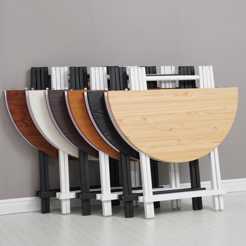 家用折疊桌便攜簡易吃飯桌子現代簡約圓桌歐式小戶型圓形實木餐桌