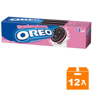 OREO奧利奧草莓夾心餅乾119.6g(12入)/箱【康鄰超市】