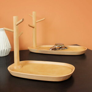 木質玄關樹枝托盤置物架北歐風日式創意桌面實木首飾收納盤鑰匙架