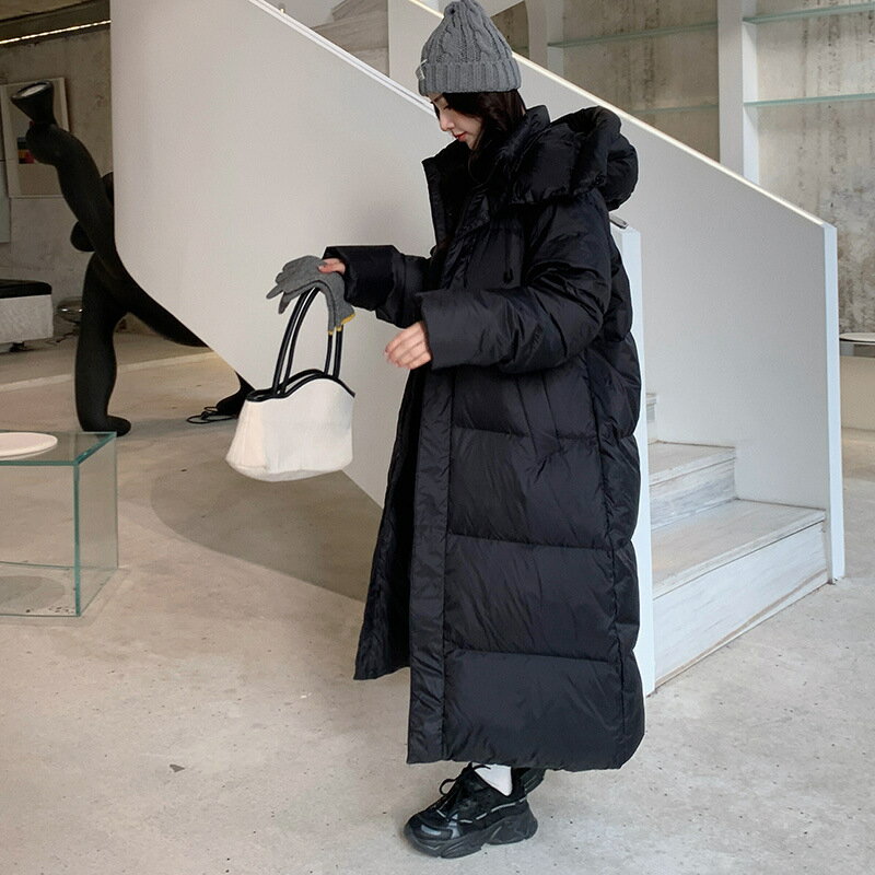 冬季新款時尚寬松連帽棉服女式反季長款加厚面包服保暖外套