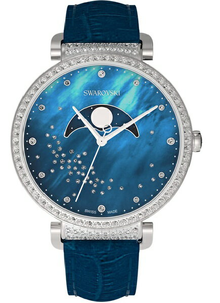 SWAROVSKI 施華洛世奇 Passage Moon Phase星河登月腕錶 5613320 -36mm-藍貝皮革【刷卡回饋 分期0利率】【APP下單4%點數回饋】