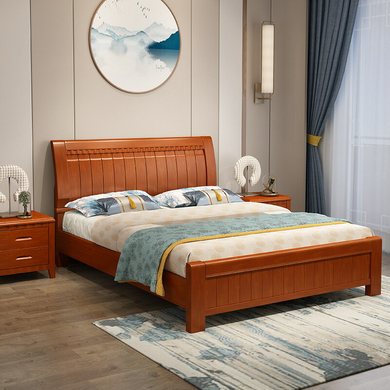 優樂悅~實木床1.2米雙人床1.8米1.5儲物床經濟型簡易出租房1.35米單人床