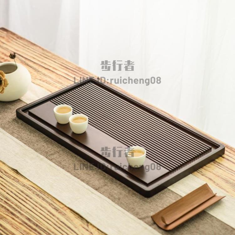 茶盤實木整塊家用託盤排水茶海簡易功夫高階花梨黑檀竹製茶臺【步行者戶外生活館】