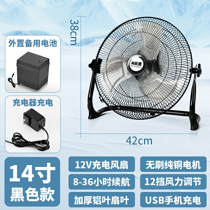 {可打統編 保固一年}太陽能充電戶外電風扇家用大風力蓄電池戶外釣魚學生宿舍便攜式 0