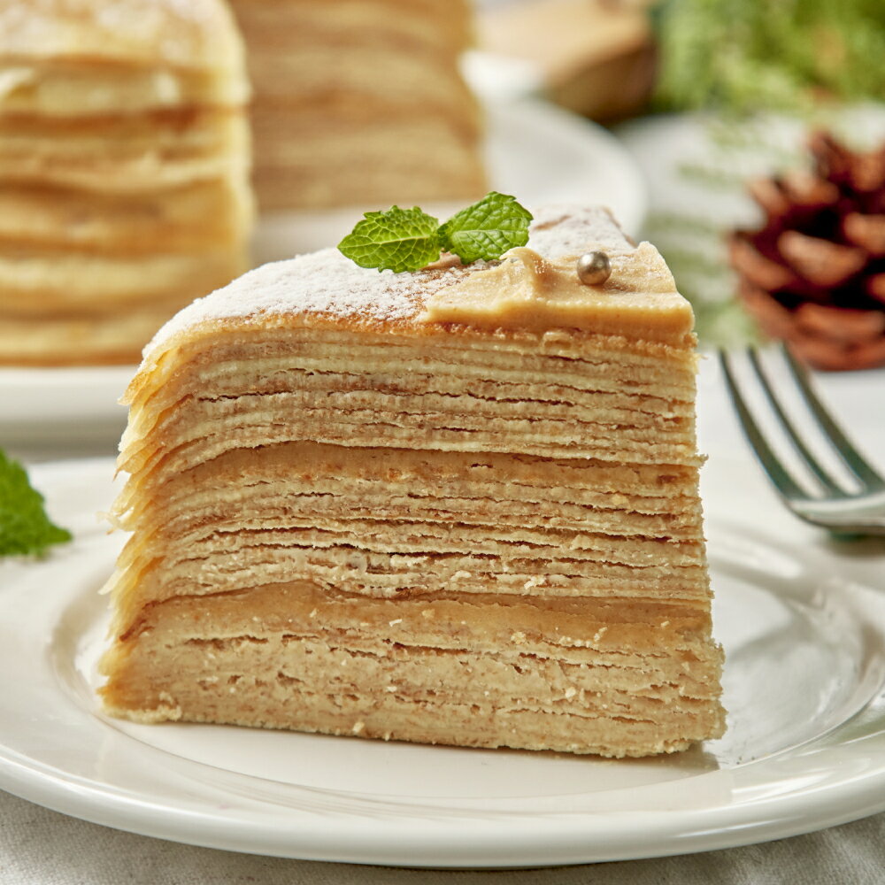 6寸日式手工現作花生千層派 / Peanut Mille-Crêpe Cake	【奶蛋素】 1